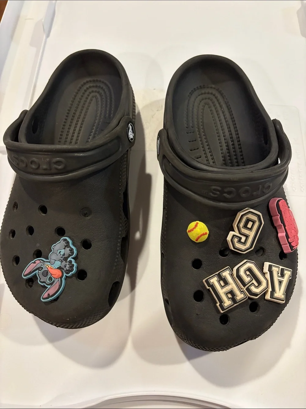 Kids Black Clog Shoes with Fun Charms Size 3 Like New